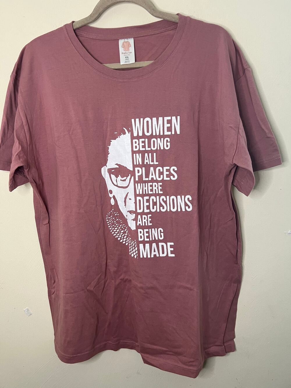 RBG Ruth Bader Ginsburg Women Belong Graphic T-Shirt XXL Pink Feminist Quote